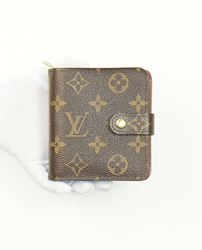 Louis vuitton Zipped Compact Wallet, &pound;120, Accessories, Brown, Canvas, Front view